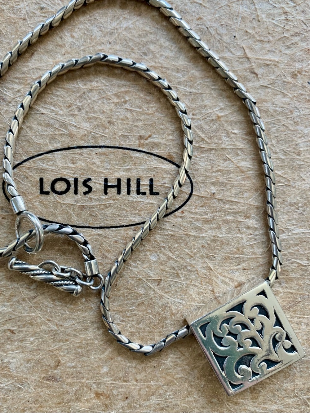 Lois Hill Silver Square Pendant Necklace